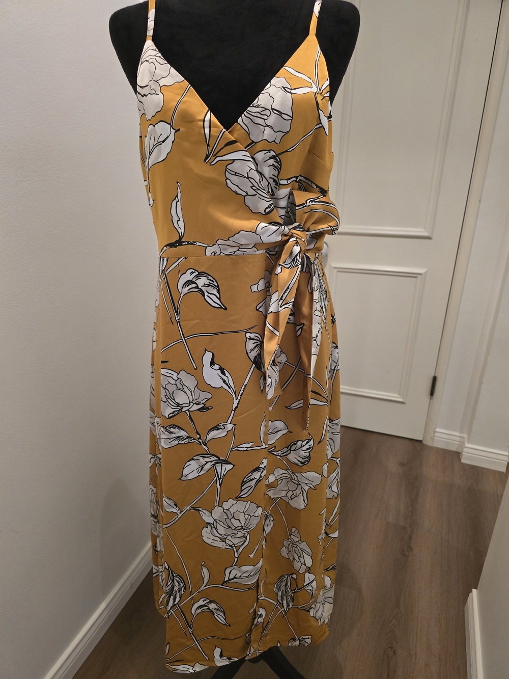 Chelsea28 Side Tie Satin Dress in the color "Yellow Harvest""